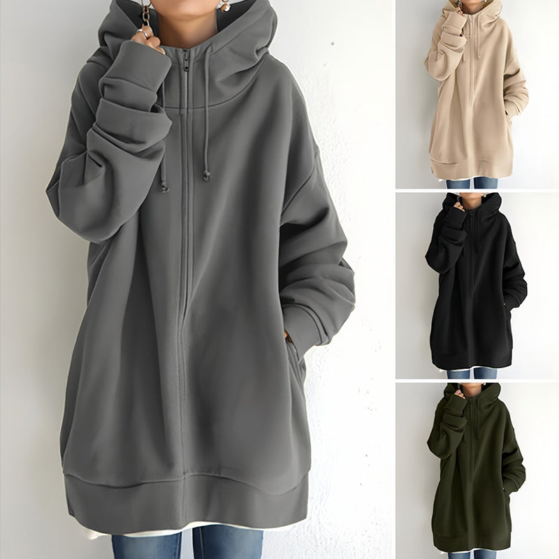 ZERRA ZIPPER HOODED SWEATER