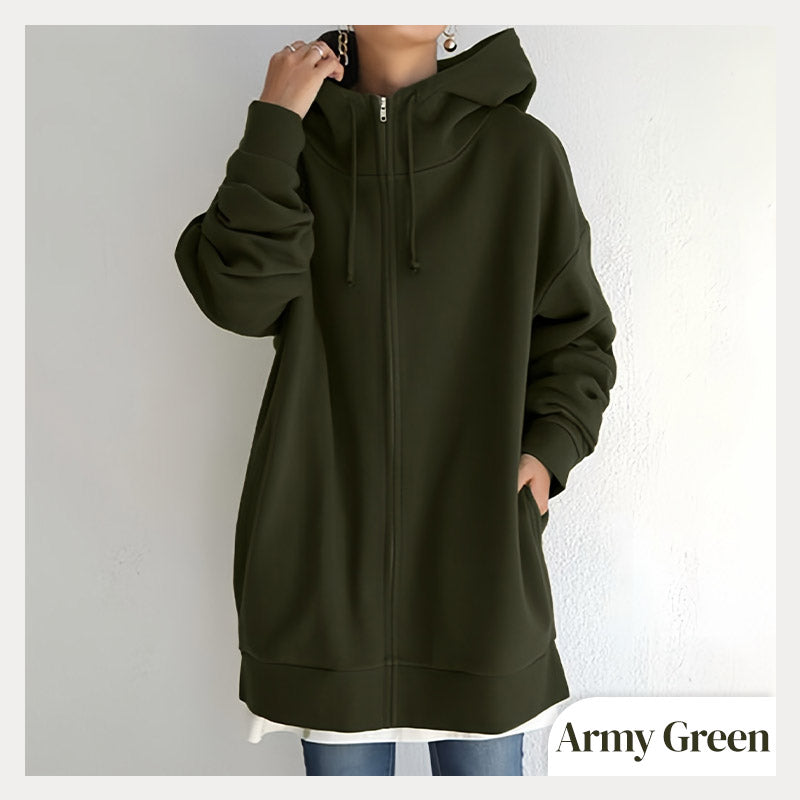 ZERRA ZIPPER HOODED SWEATER