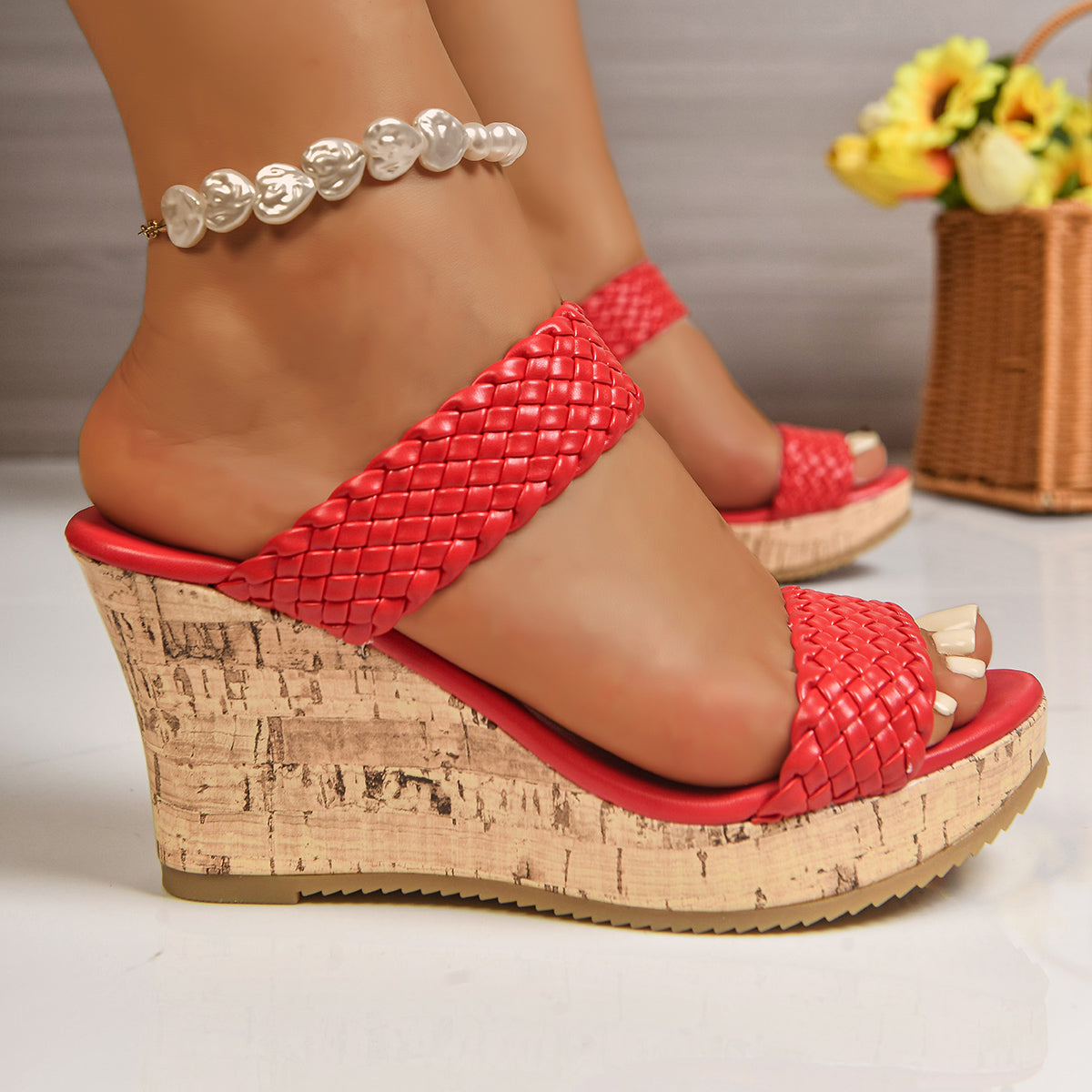 ALESSIA WOVEN CORK WEDGE