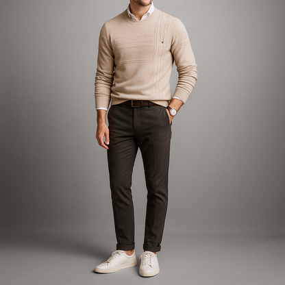 SULLIVAN GRID COTTON SWEATER