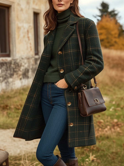 VALENTIER PARIS PLAID WOOL COAT