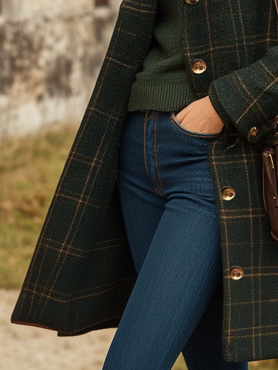 VALENTIER PARIS PLAID WOOL COAT