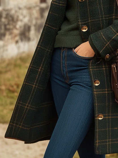 VALENTIER PARIS PLAID WOOL COAT