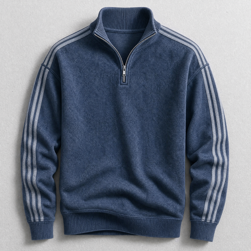 FABIO STRIPED QUARTER-ZIP